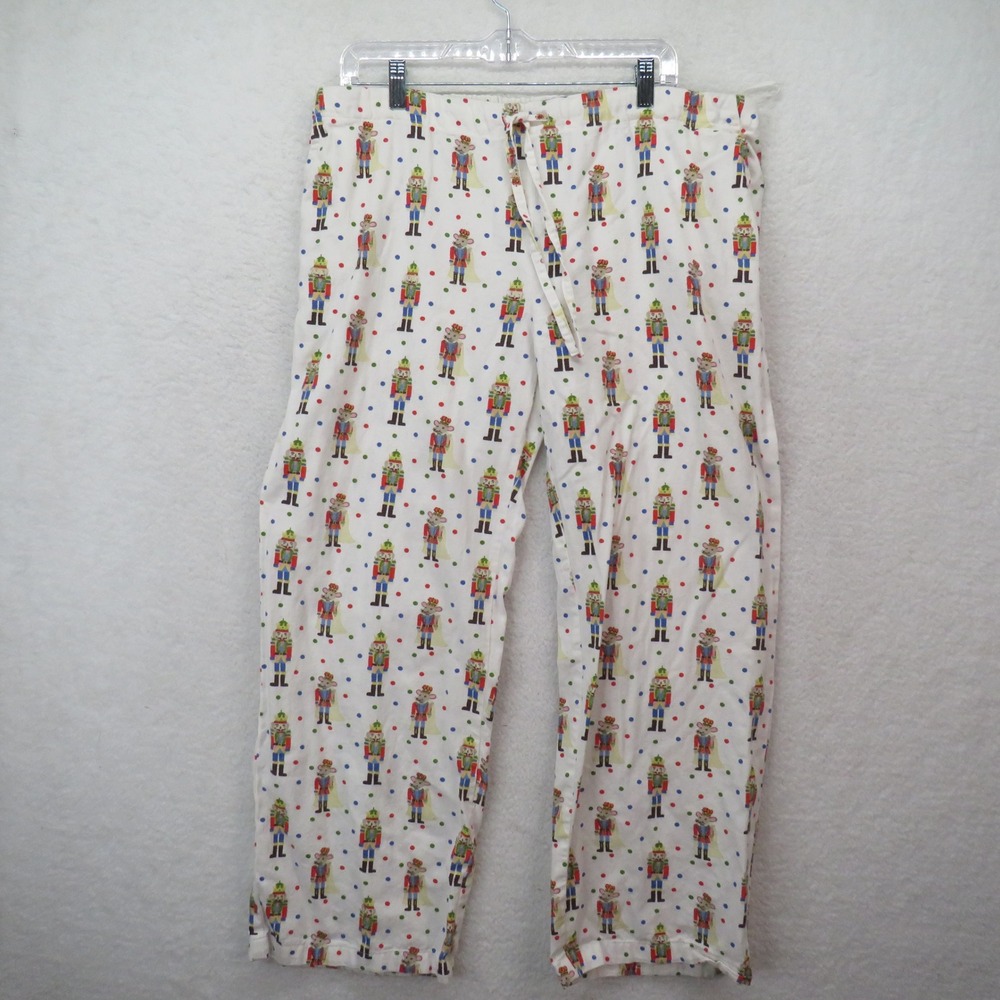Mahogany Nutcracker Mouse King Christmas Pajama Pants White Polka Dot XL